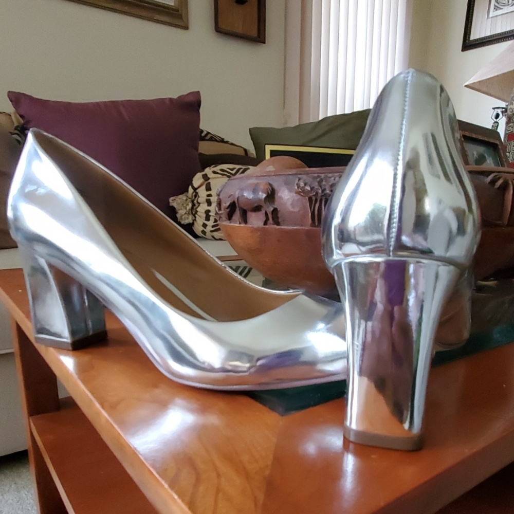 Silver Reflective Pumps - Picture 2 of 4